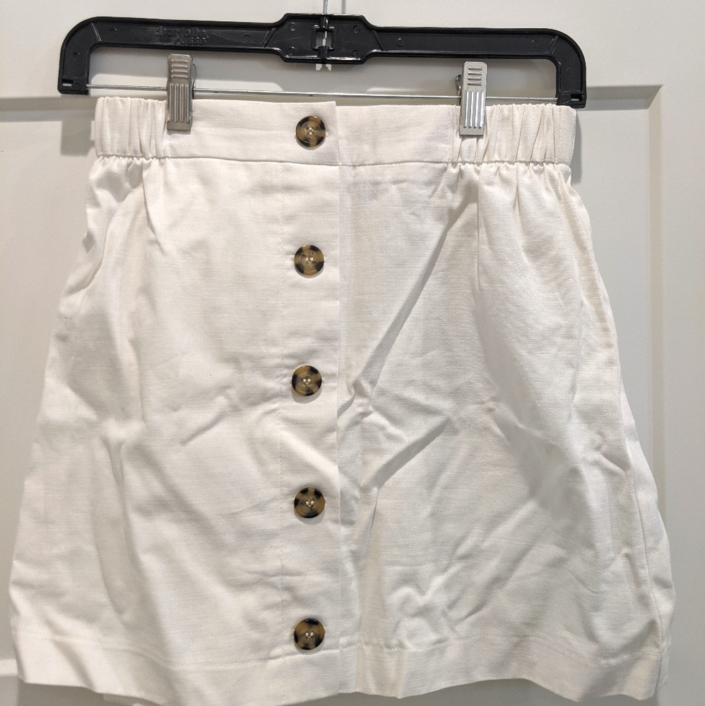 Off White Skirt with Button Front